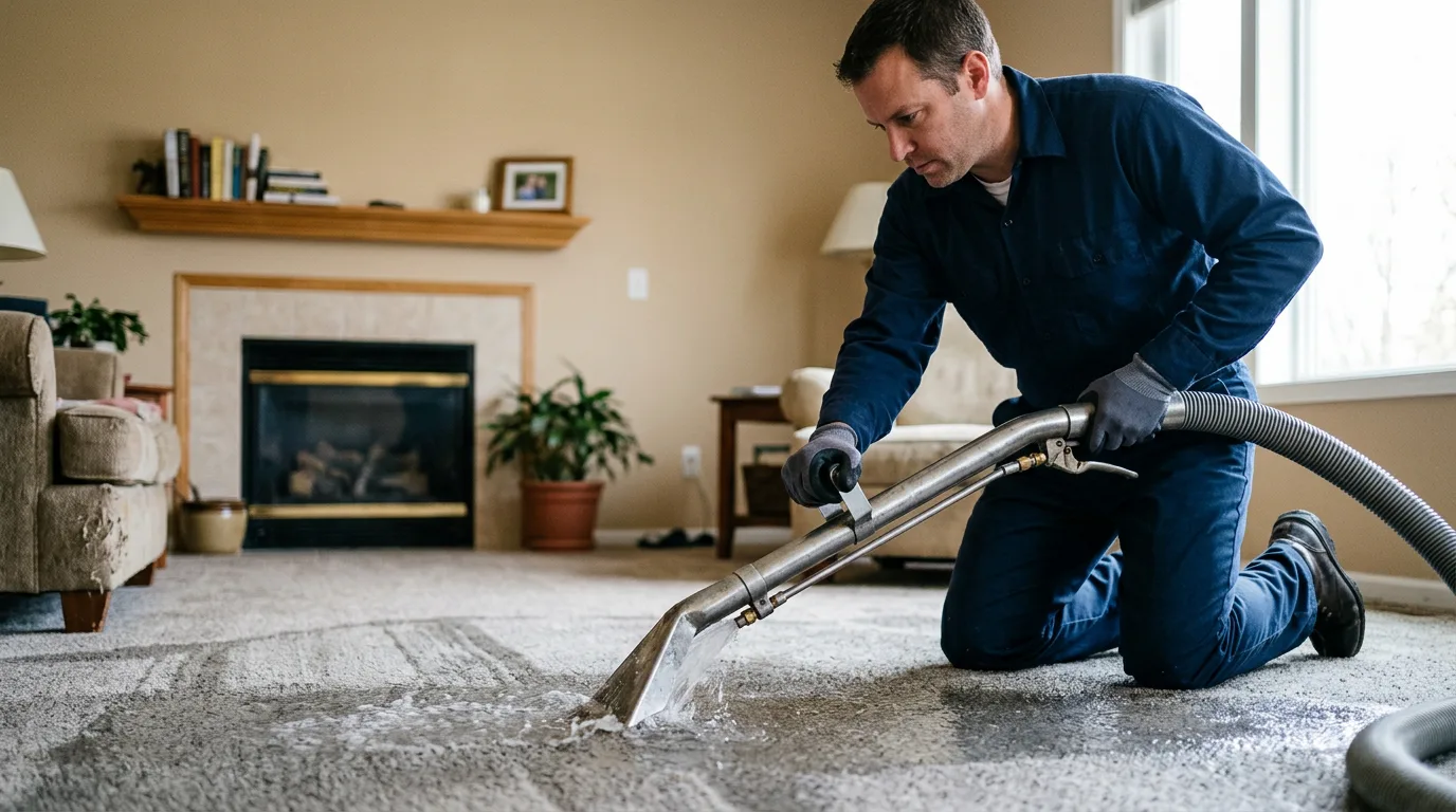 Water damage restoration technician working near Dale, IL